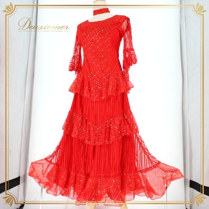 美品 フラメンコ衣装】ブラウン ファルダ シージョ スカート ボランテ