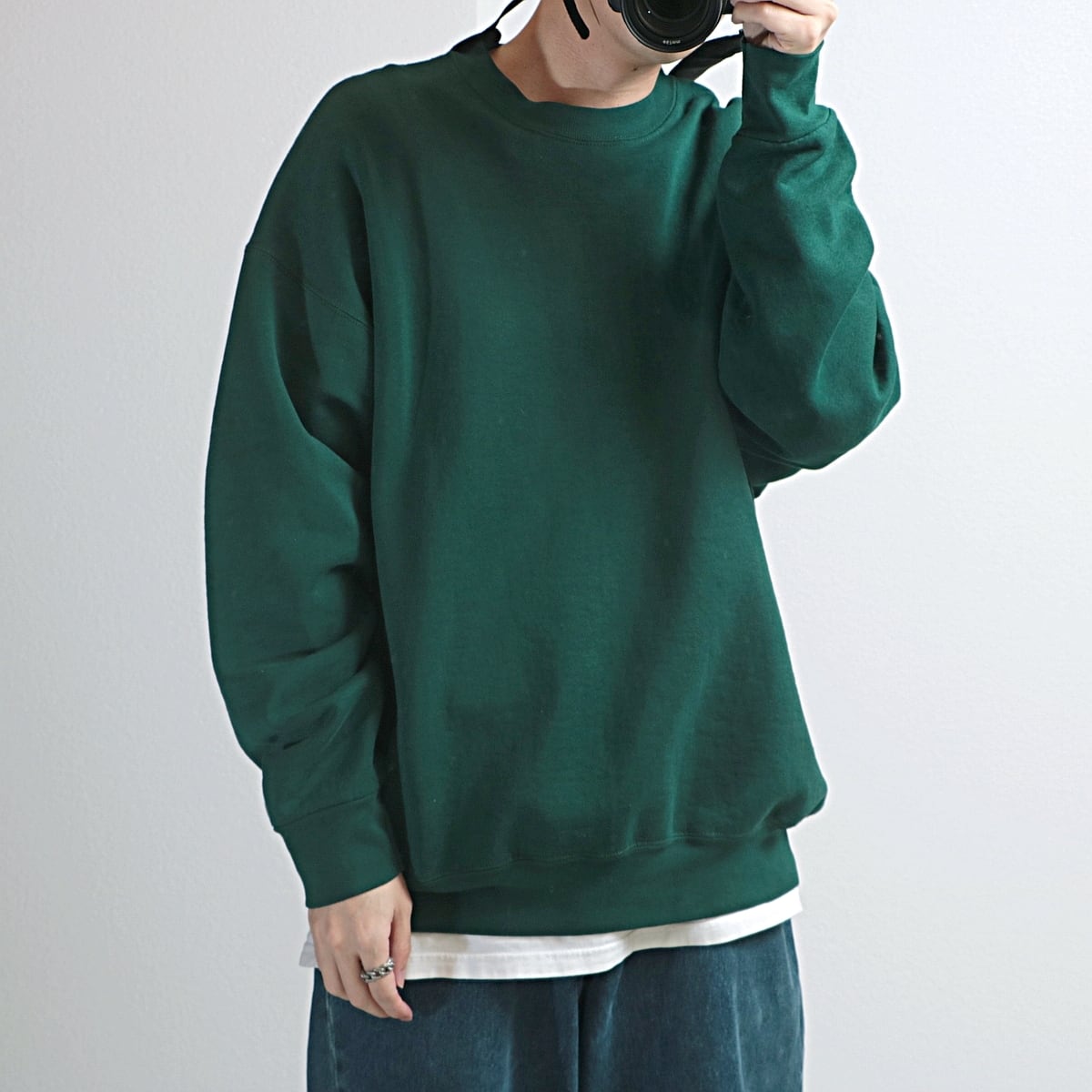 90s B.V.D スウェット トレーナー ソリッド usa製 古着 used ダークグリーン