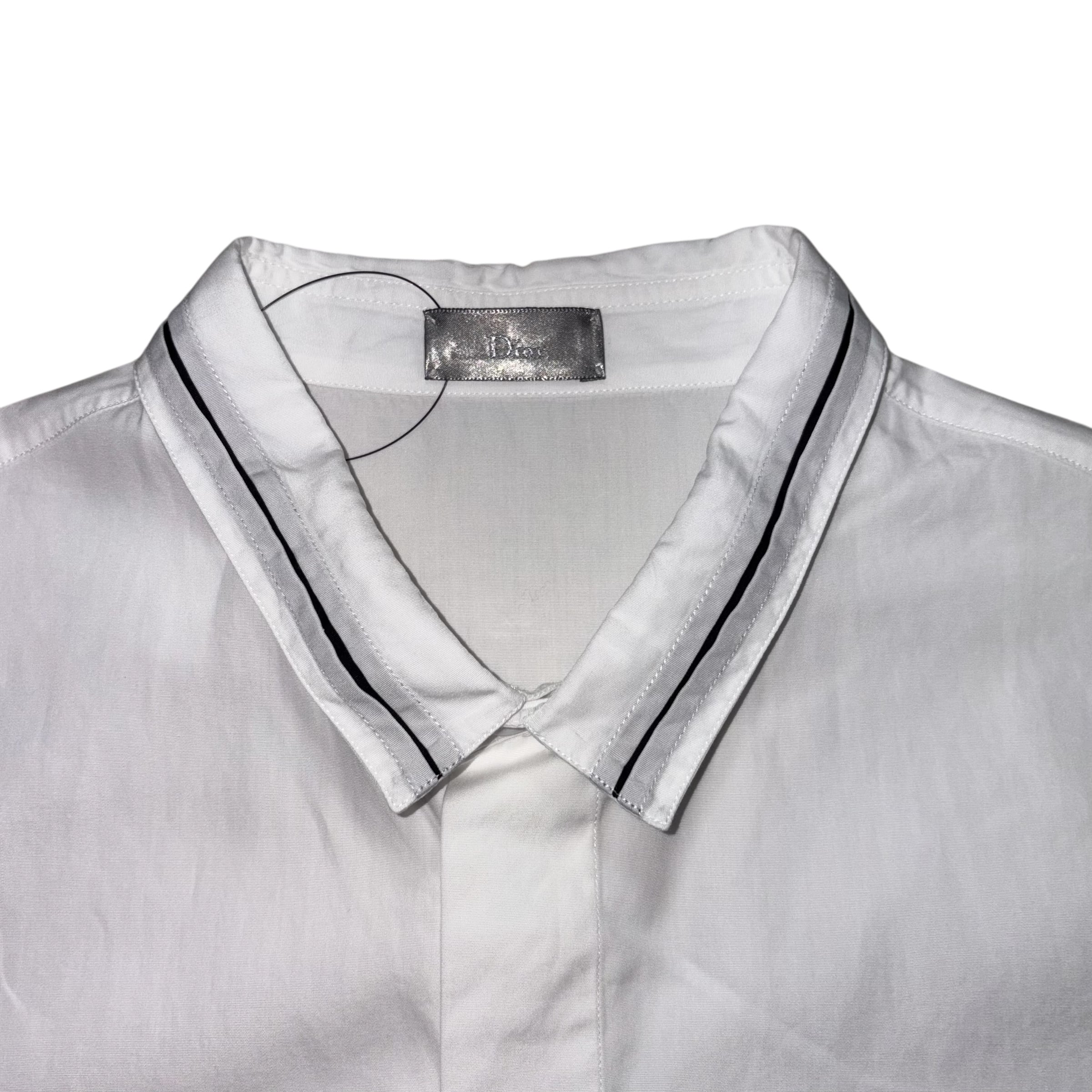 DIOR HOMME pleated collar white shirt | NOIR ONLINE