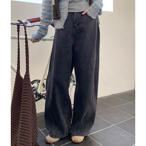 fleece-lined high-waist denim pants　J00373