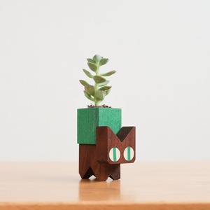 ネコブロックのフラワーベース・ウォルナット