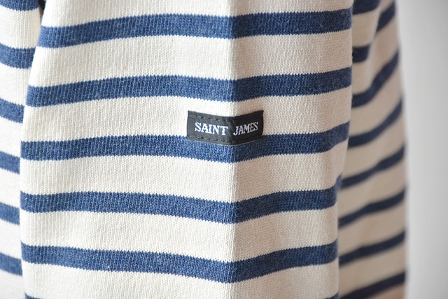 セントジェームス SAINT JAMES ウエッソンボーダーエルボーパッチ(13JC OUES.COUD.R)ECRU/INDIGO（MARINE）