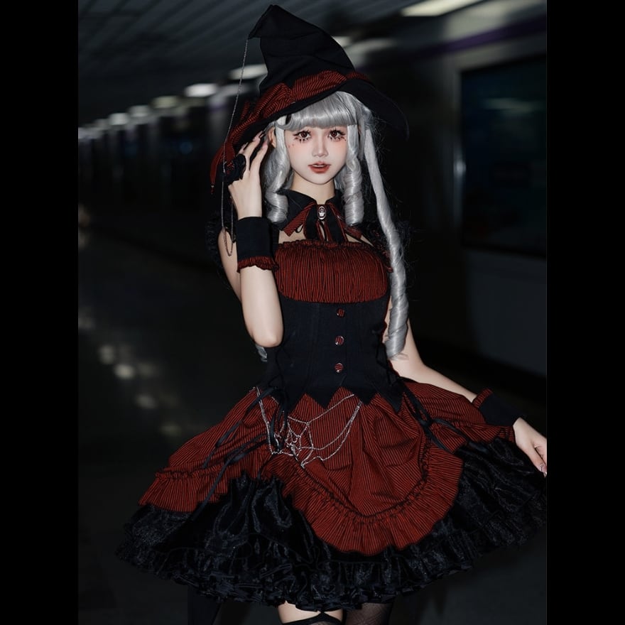 大人ゴシック ワンピース ストライプ×コルセット 魔女テーマ｜WithU