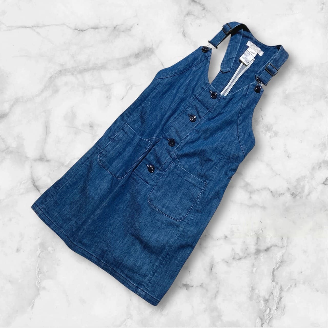 Chloe クロエ ジャンパースカート ワンピース インディゴ ひざ丈 Chloe クロエ ジャンパースカート ワンピース インディゴ ひざ丈