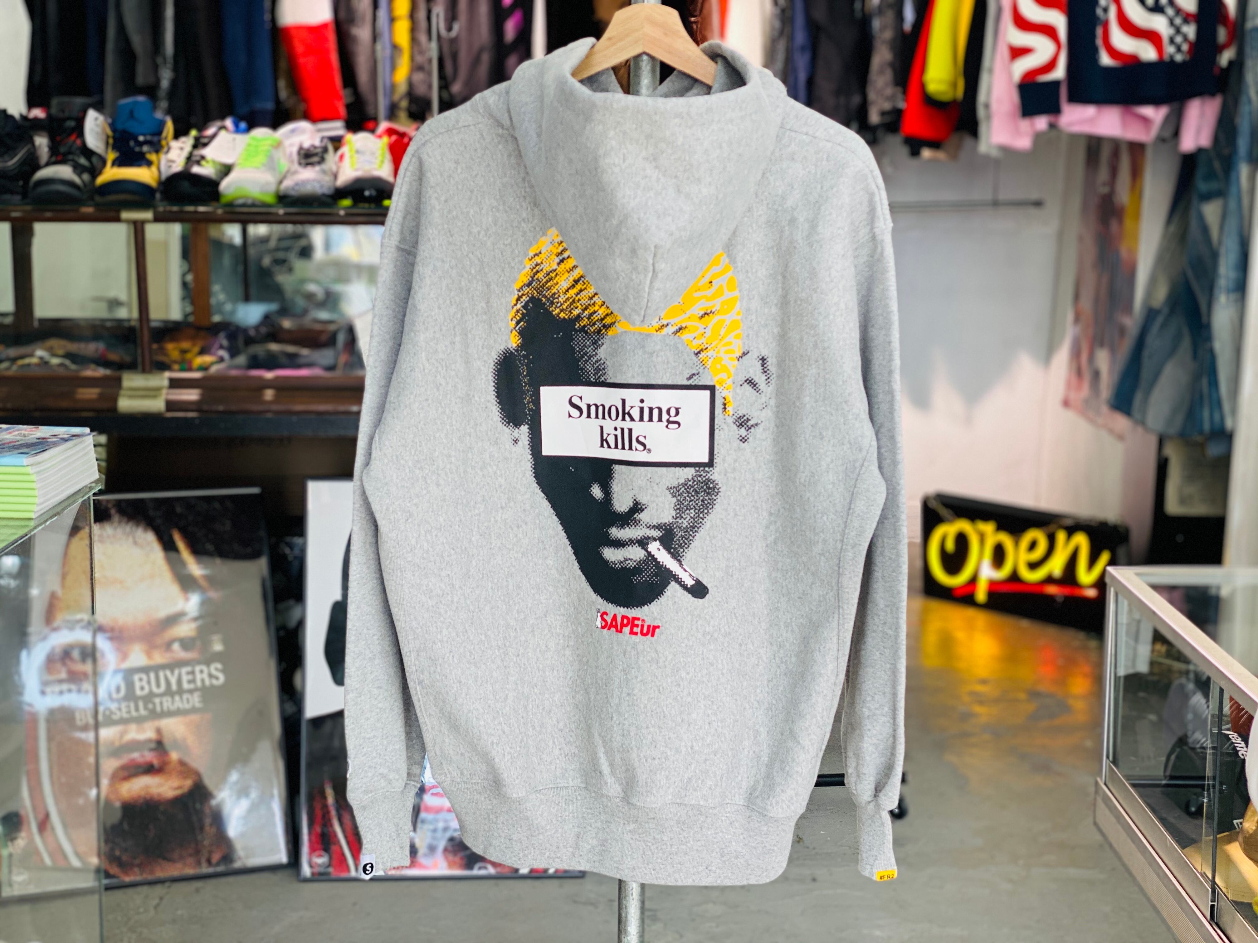 SAPEur × FR2 SMOKING KILLS HEAD HOODIE GREY LARGE 100JJ9986 