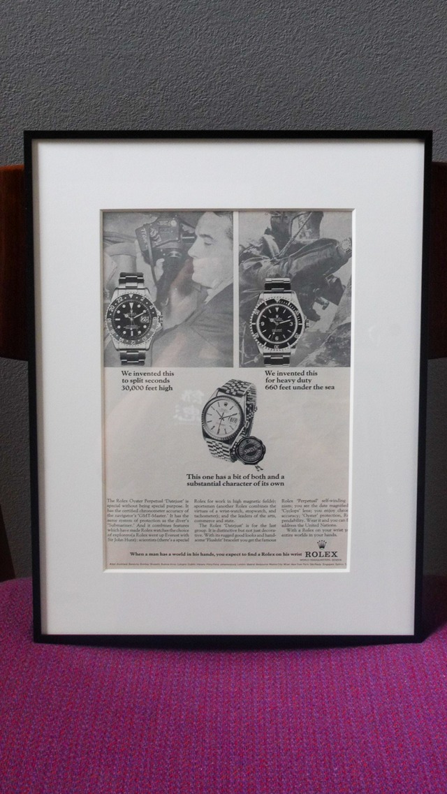 【1966】ROLEX ロレックス GMTマスター サブマリーナー デイトジャスト アドバタイジング ポスター《AD 広告 アート ヴィンテージ》