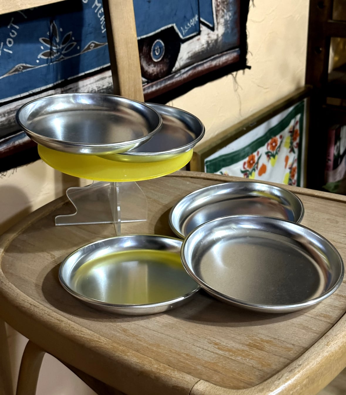 昭和レトロ　アルミ　トレ➖　給食 最終お値下げ【昭和レトロ/骨董】学校給食アルミトレイ/おぼん/2枚set