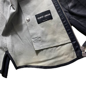 GIORGIO ARMANI stretch leather zip up shirt