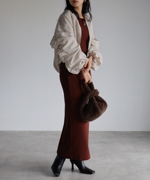 一部翌日発送◆ギャザーボリューム袖MA-1ブルゾン【a-50226】.