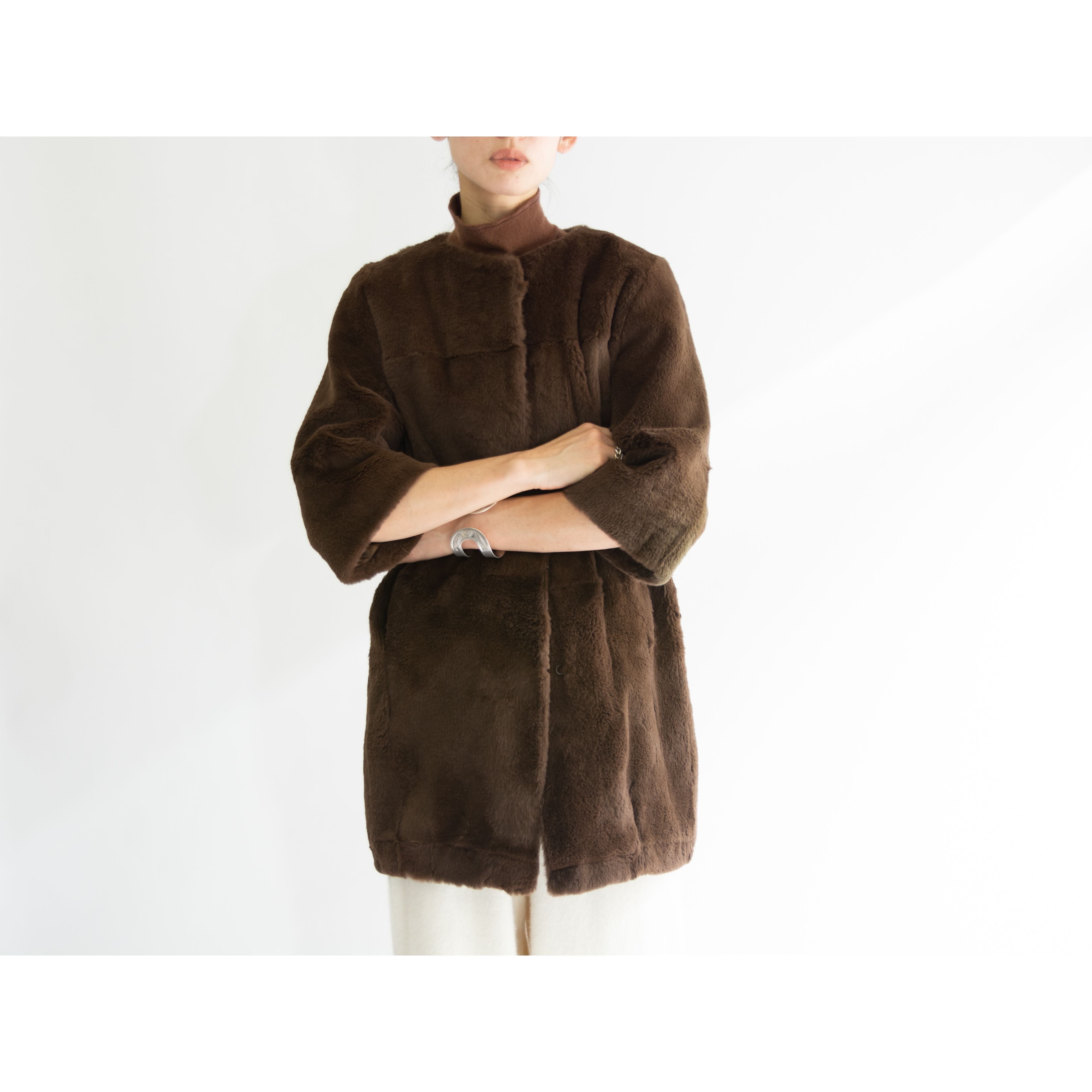 【Anagram PARIS】Made in France Collarless Rabbit Coat（アナグラム フランス製ノーカラー  ラビットファーコート） | MASCOT/E powered by BASE