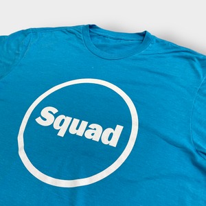 【USA古着】企業系 SQUAD ロゴ プリント Tシャツ 袖ロゴ 半袖 スカイブルー US古着