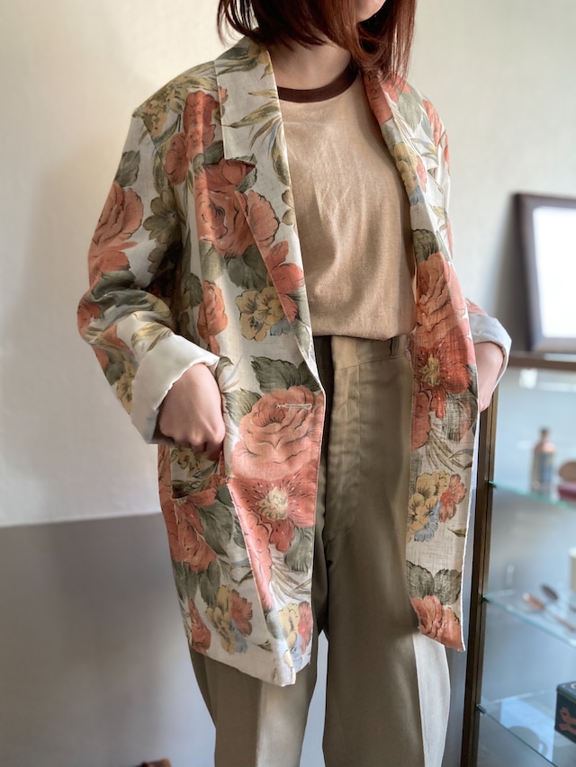 1990s Pink Floral  Oversized Tailored Jacket