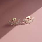 【タンポポ】綿毛5本 K18ピアス 白水晶フロスト 半ペア販売可