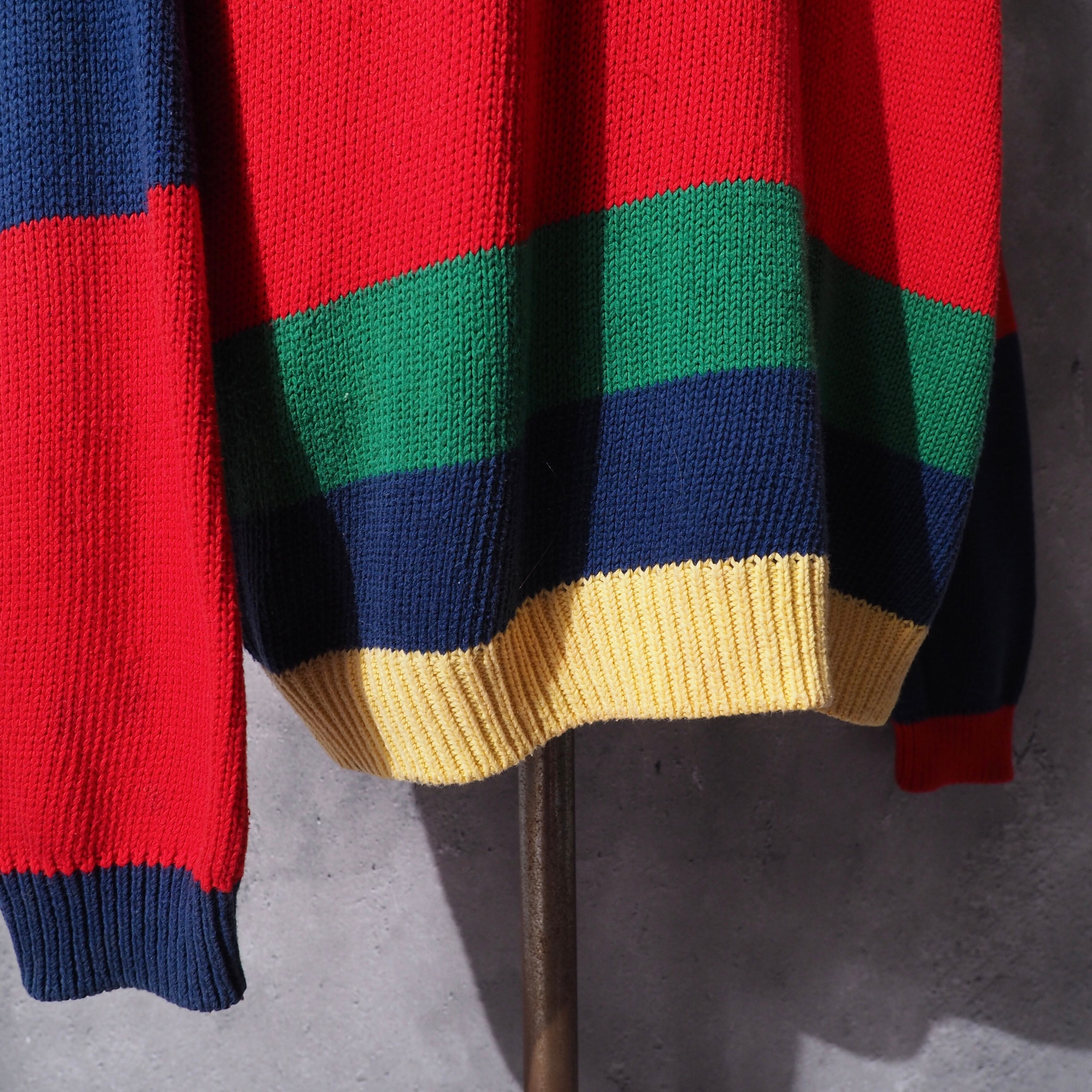 ” Foxhound ” Mulch color Border Design vintage loose knit(made in Italy)