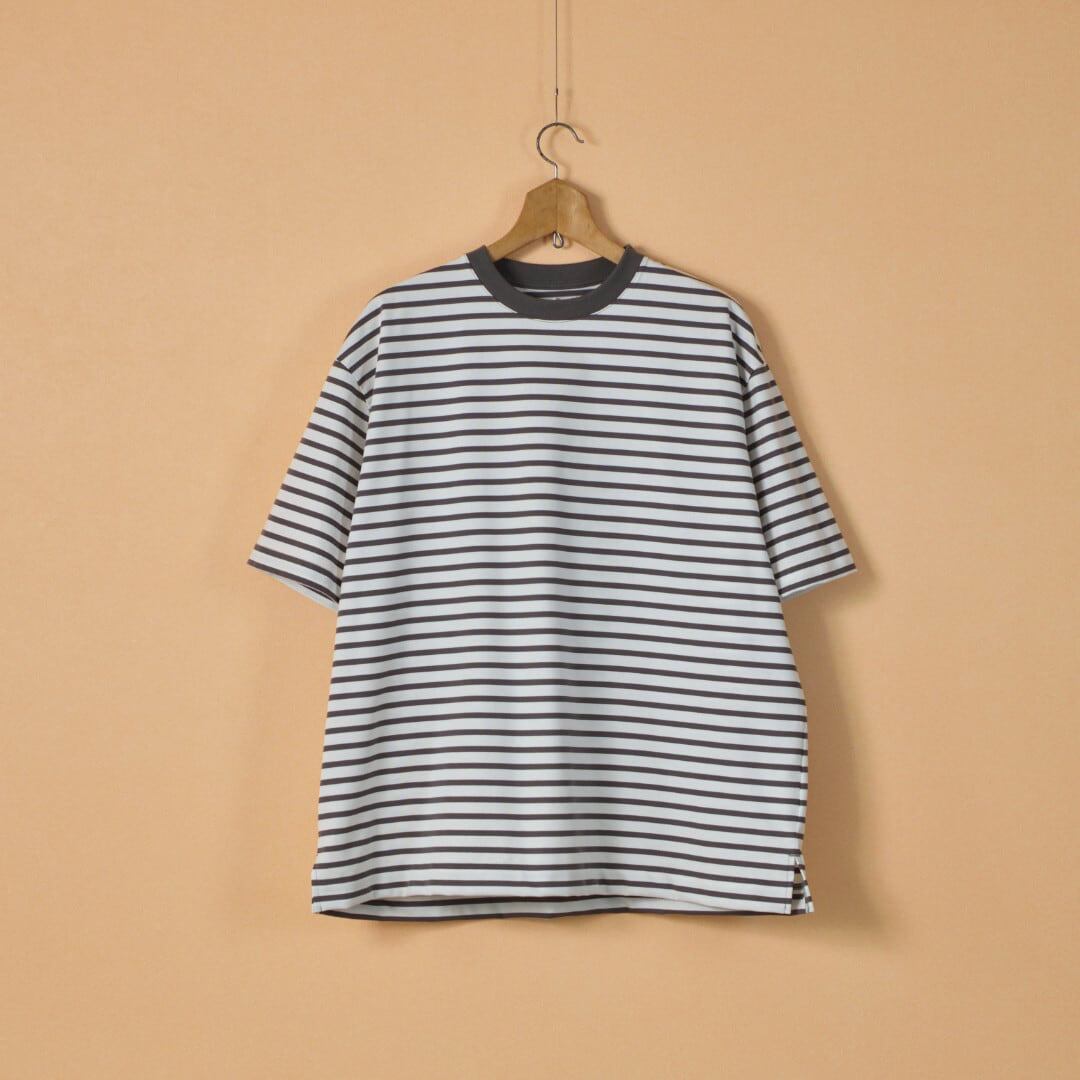 Manual Alphabet マニュアルアルファベット ファンクショナルPRDボーダーワイドTシャツ・ホワイトxダークグレイ【メンズ】