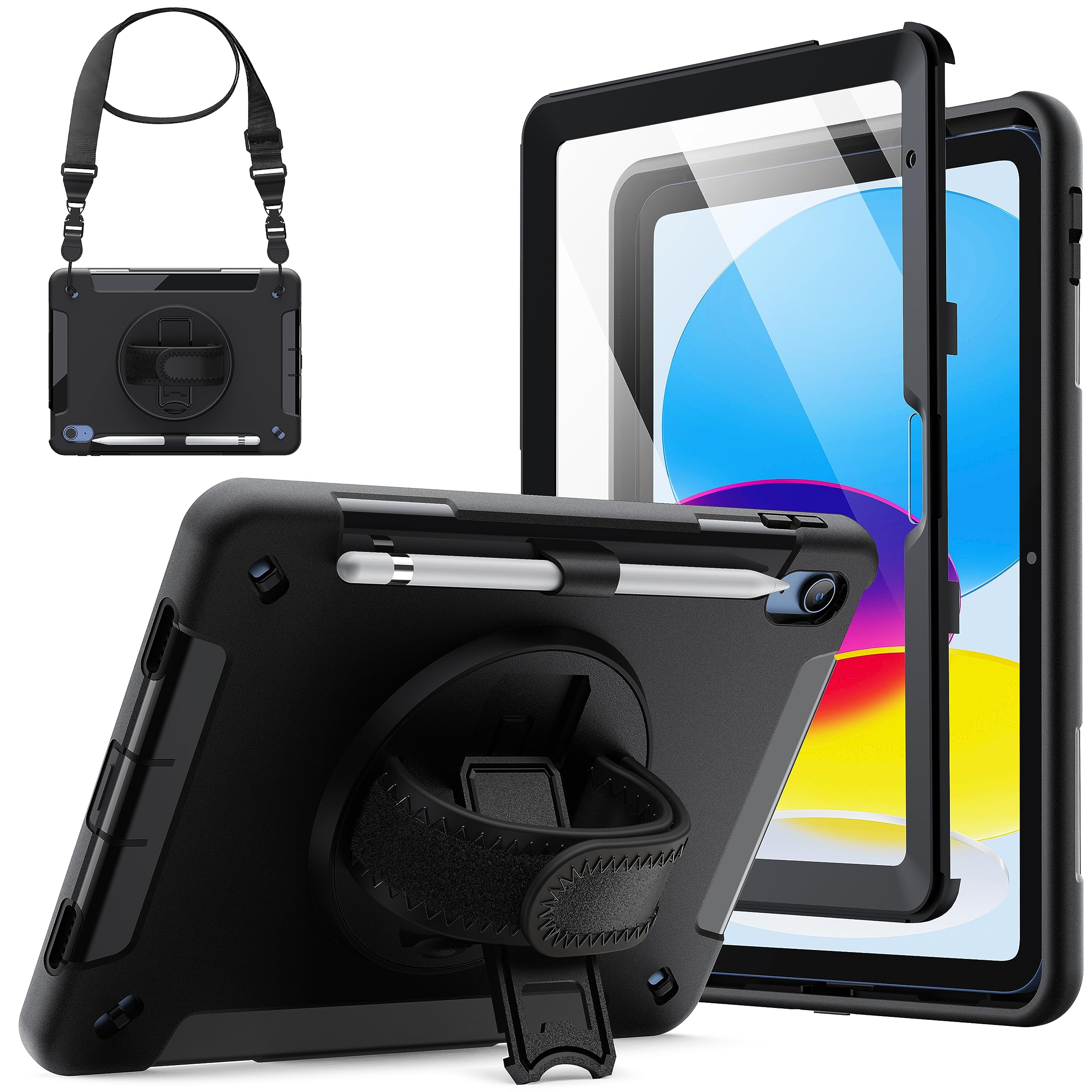 JETech iPad (A16) 第11/10世代用 頑丈なケース (ブラック)