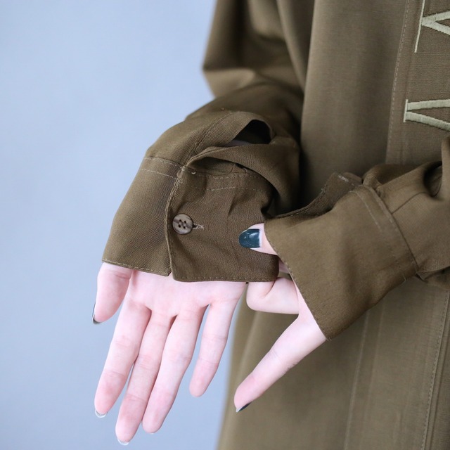 "刺繍" roman numerals loose silhouette  fly-front minimal shirt