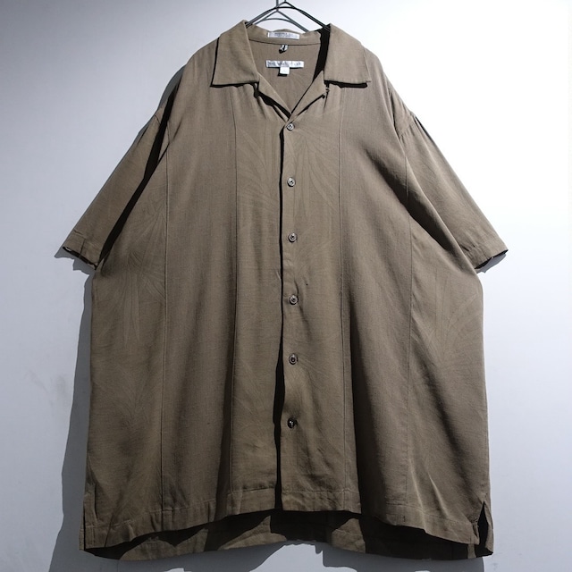 "GEOFFREY BEENE" Beige Pattern Open Collar S/S Shirt