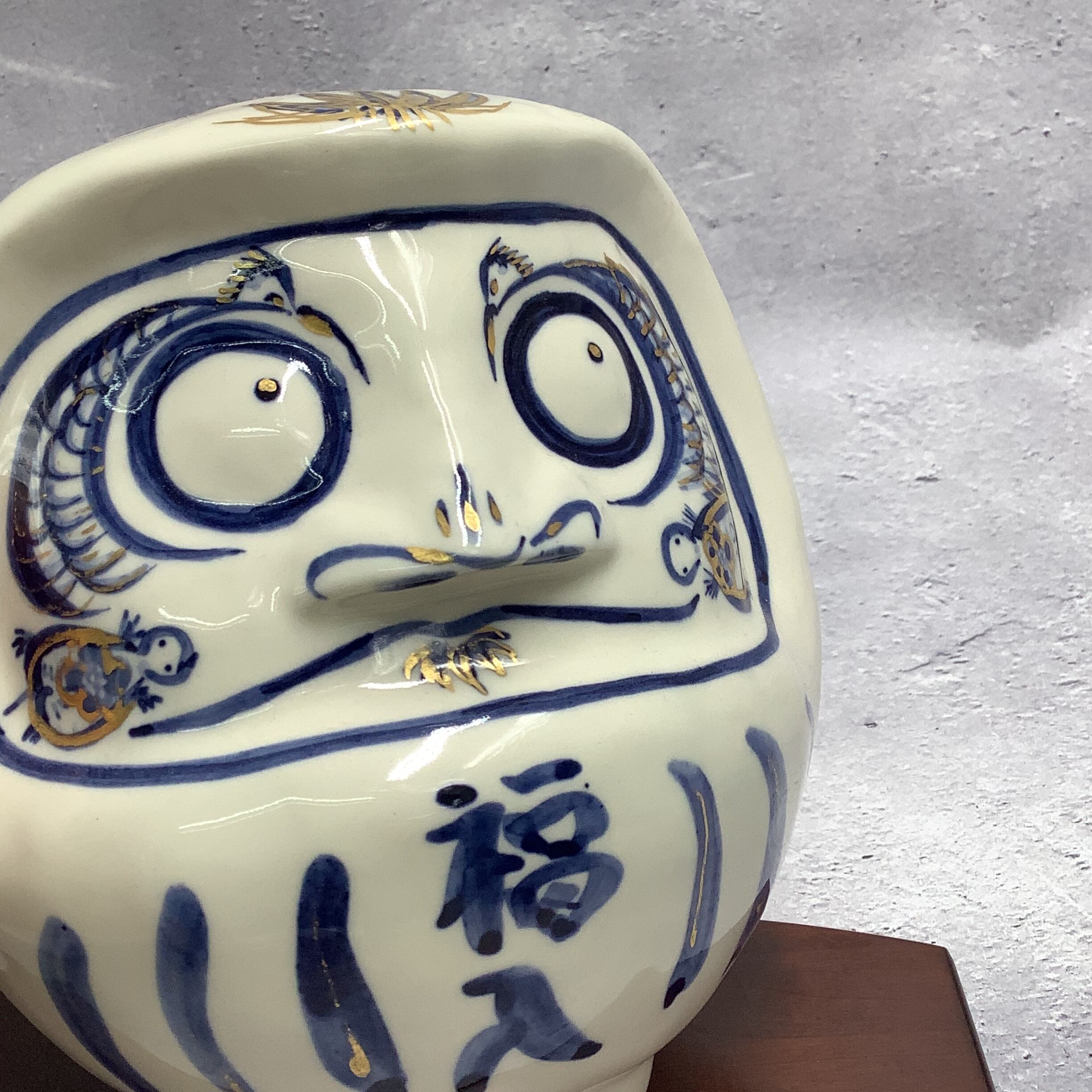 新作】達磨 ダルマ （大）染付×金彩 置物オブジェ | 京焼 陶あん