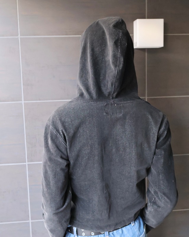 short length corduroy hoodie
