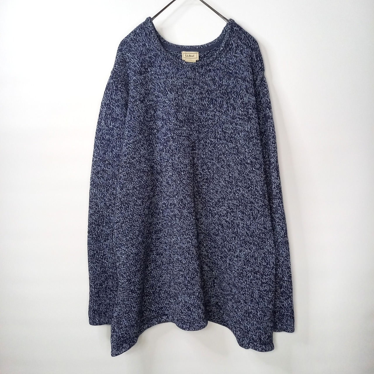 エルエルビーン　クルーネック　コットン　ニット　セーター　ミドルゲージ　霜降り