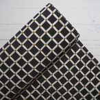 ブロックプリント生地【50cm単位】インド綿  チェック柄 白×黒×マスタード #79110-BK1