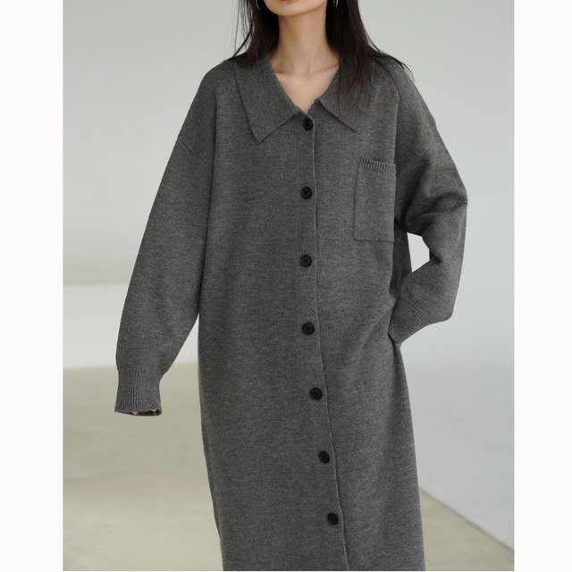 shirt-collar knit dress J00132