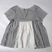 MACKINTOSH PHILOSOPHY マッキントッシュフィロソフィー ボーダー ストライプ ギャザー 半袖 Tシャツ カットソー 38/ホワイト×ブラック/レディース/三陽商会