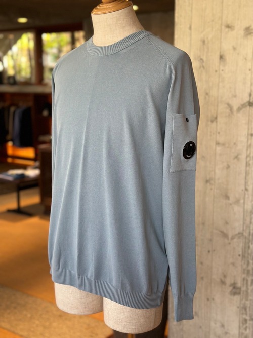 C.P. COMPANY / Cotton Crepe Crewneck Lens Sweater