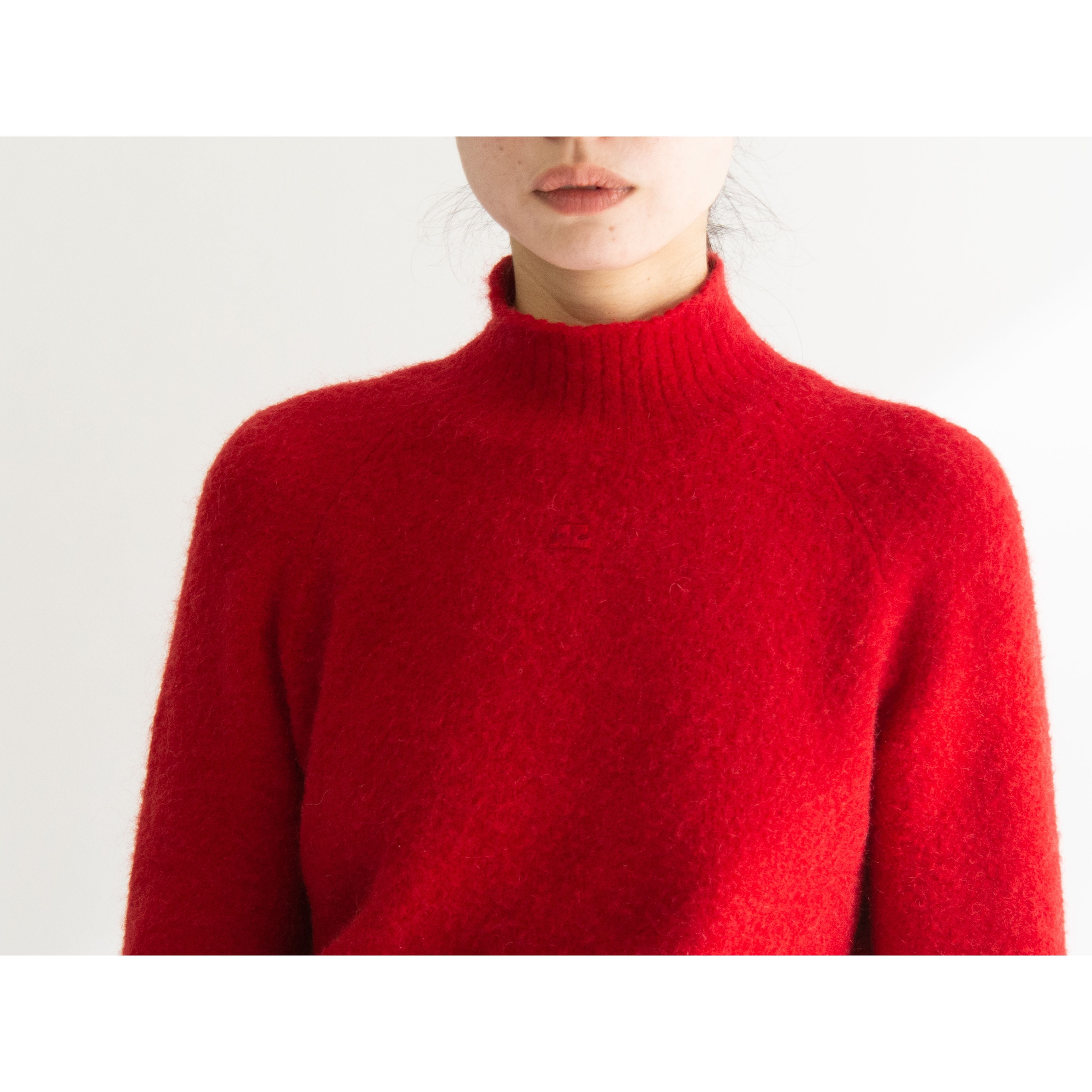 【courreges】Made in China Acrylic-Nylon-Mohair-Wool-Polyurethane Sweater（クレージュ 中国製 モヘヤ混アクリルセーター ニットプルオーバー）