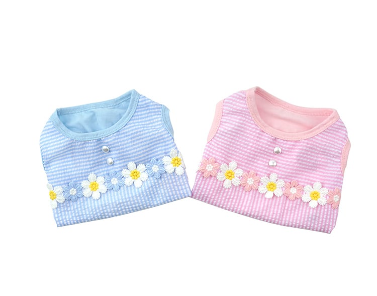 【SALE】chacha flower top S ~ XL 2color / 犬服 春夏 新作 袖なし トップス 可愛い ドッグウェア わんこ服 Tシャツ
