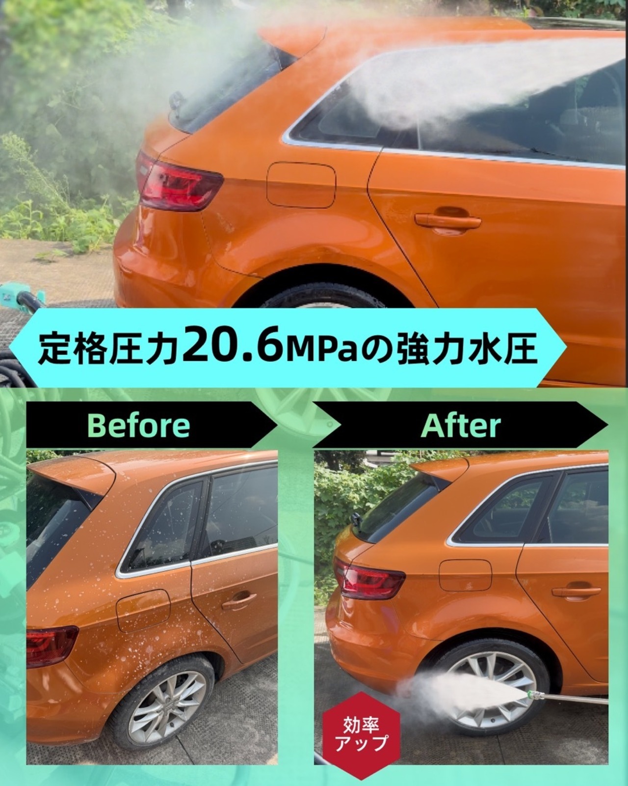 kareyou エンジン高圧洗浄機 223cc 使用圧力20.6MPa 吐出量11.3L/min 高耐久クランク式3連プランジャーポンプ セラミック溶射仕様 自吸1.5m ホースリール付き 10m高耐久高圧ホース 大型タイヤ 2WAYハンドル ガソリン式 業務用 KR20EJ-s