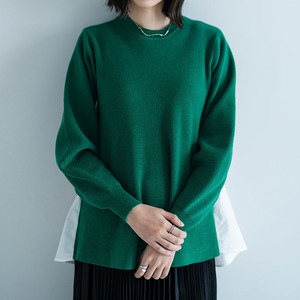 バックフレア切り替えニットトップス