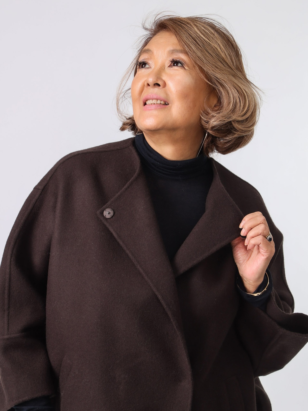 BRAHMIN(ノーカラーポンチョコート)