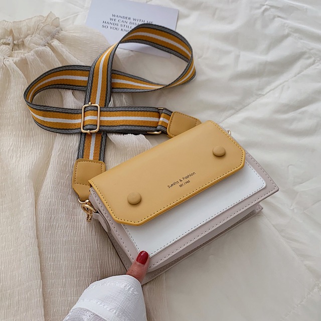 レディースカラー クロスボディ スクウェア ワイドショルダー 手作りハンドバック69911102372