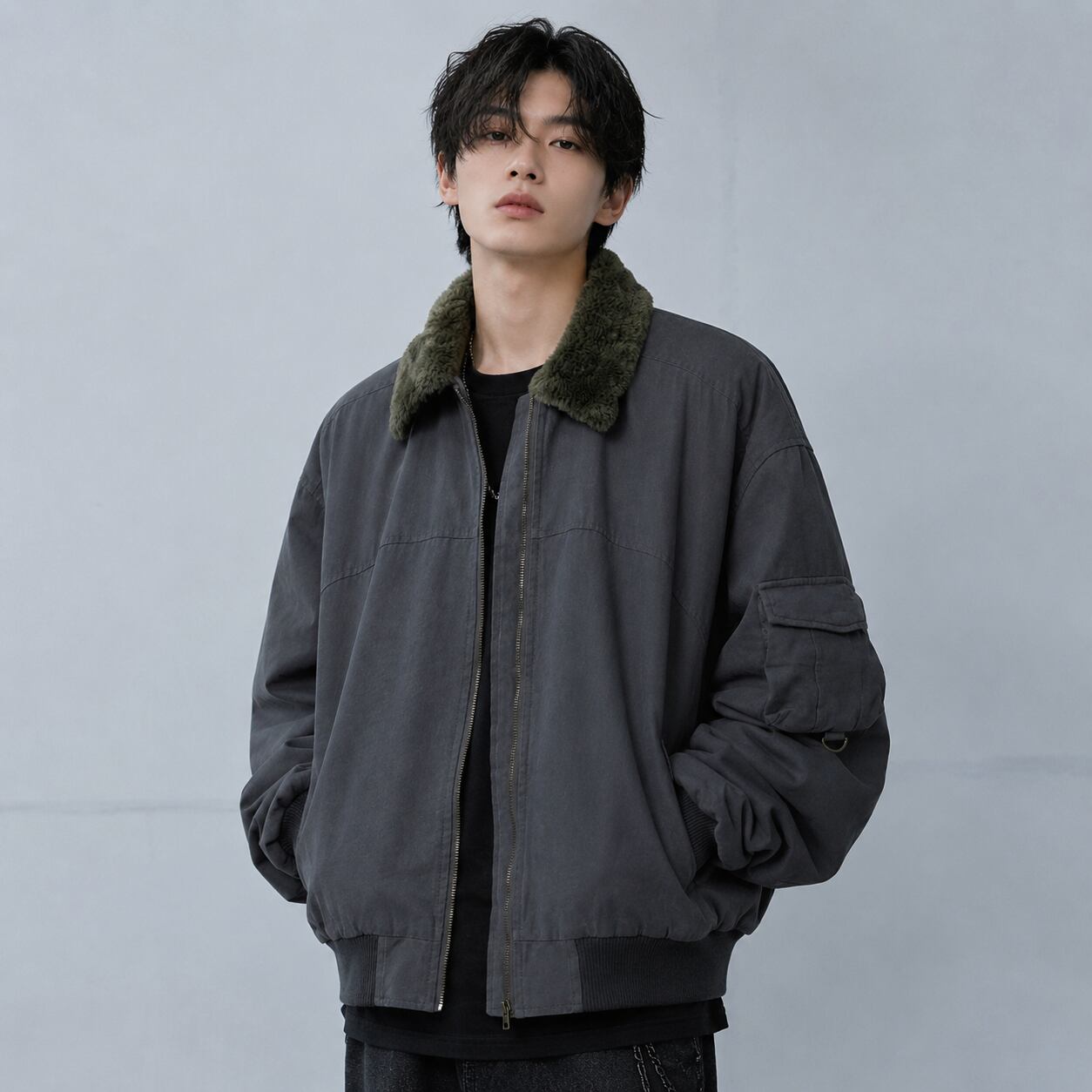 Fur collar work jacket 0005