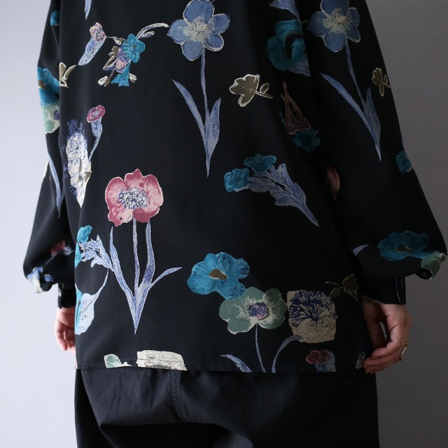 dark flower art pattern mode design shirt