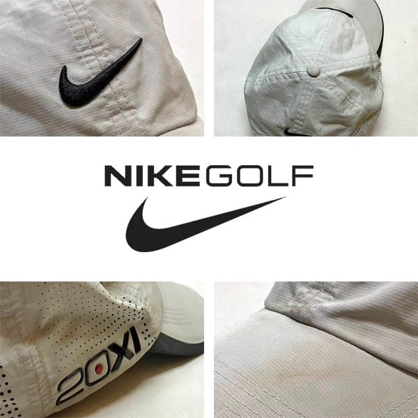 9Os☆ナイキ ゴルフ☆NIKE GOLF☆キャップ 帽子☆USA アメリカ製 1点物◇ナイキゴルフNIKE GOLFベージュ帽子ベースボールキャップ古着