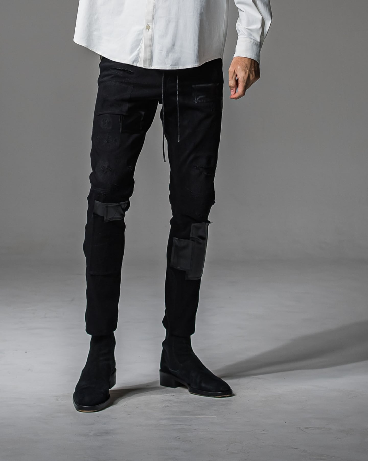 RESOUND CLOTHING(リサウンドクロージング)- made in japan - / MICK DENIM JERSEY / ストレッチダメージブラックデニム