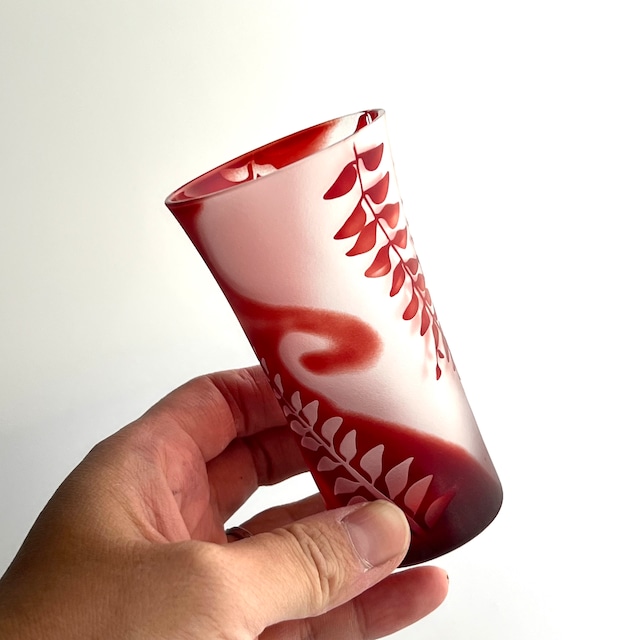 【和ギフト】藤　赤 ひと口グラス　ミニビアグラス（還暦祝におすすめ)k1