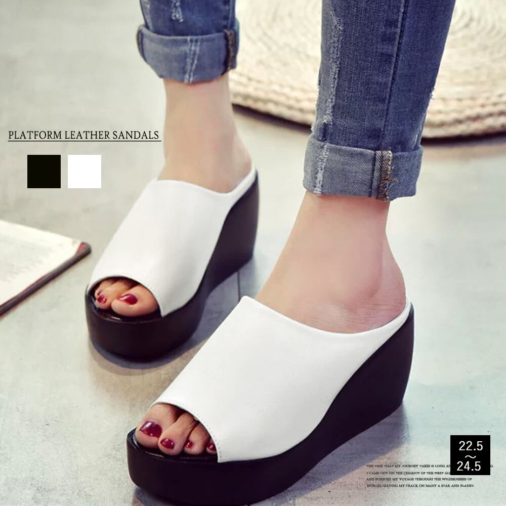 厚底サンダル レディース ウェッジソール ミュールサンダル オープントゥ