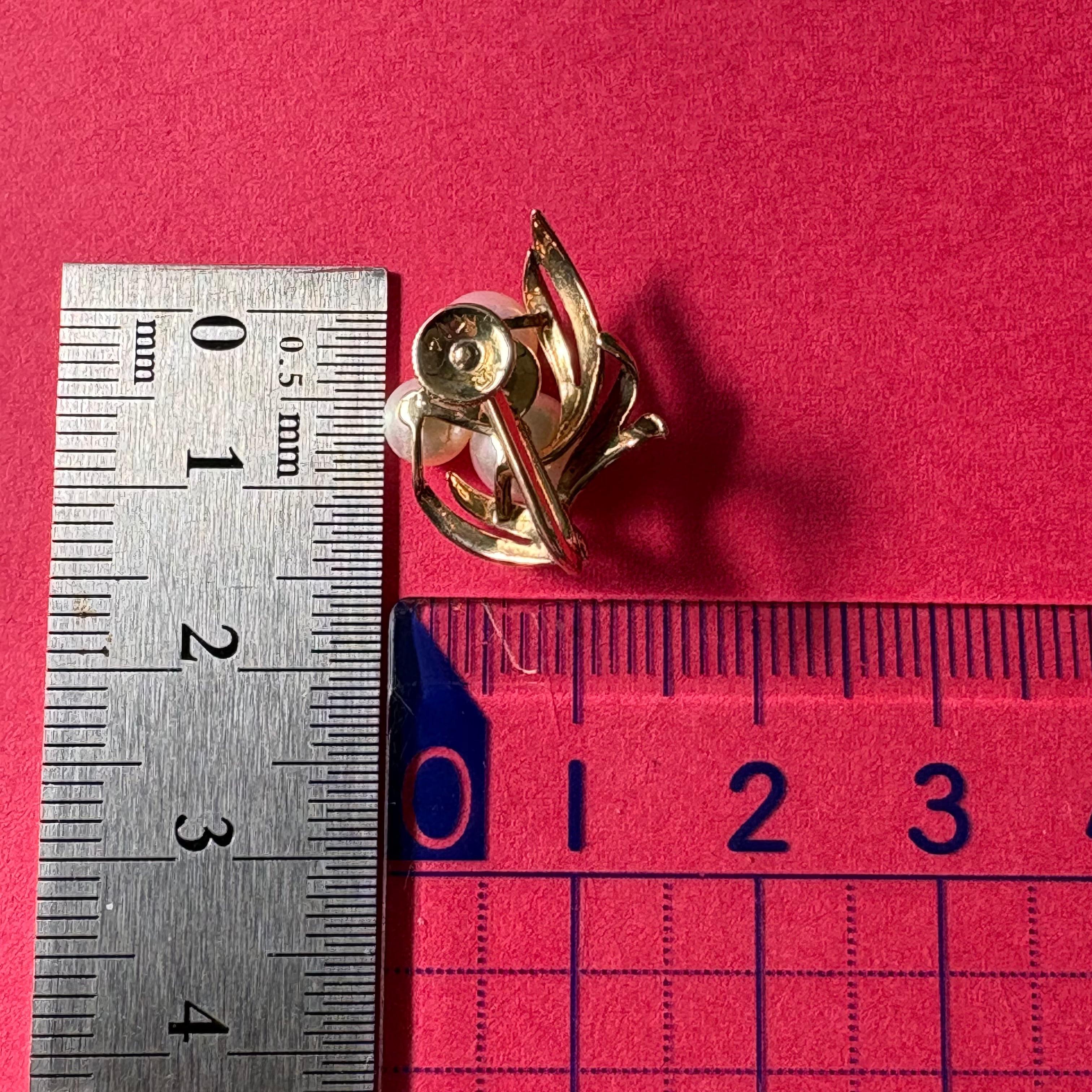 ミキモト MIKIMOTO K14 あこや真珠 パール イヤリング 3粒