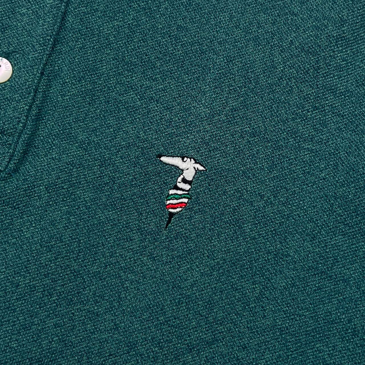 TRUSSARDI トラサルディ 鹿の子 長袖 ポロシャツ M/グリーン系 メンズ