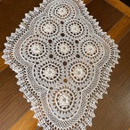 テーブルセンター　敷物　ドイリー　生成り色　ベージュ　ざっくり花模様 12CLdg48