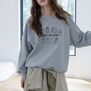dog embroidery crewneck sweatshirt