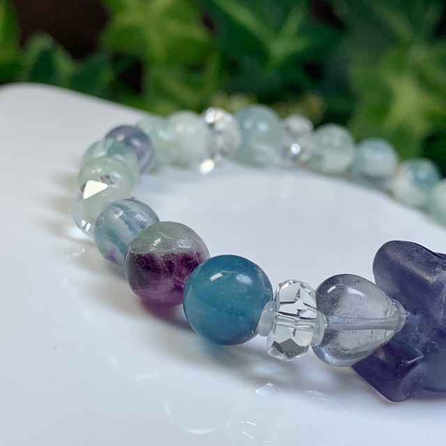 エンジェルフェザーフローライト~くまちゃん~・デザインブレスレット