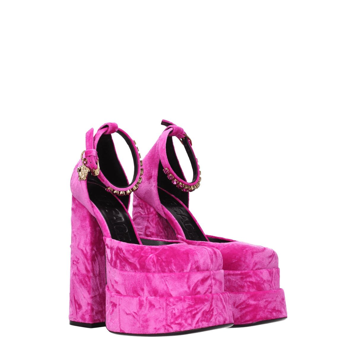 【新品】VERSACE ヴェルサーチェ レディース サンダル ベルベット フューシャピンク 10020051A064651PK3V