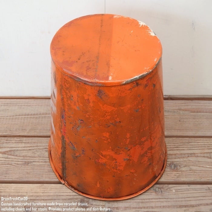 ドラム缶をリメイクした ゴミ箱 30cm B スチール製 ダストボックス