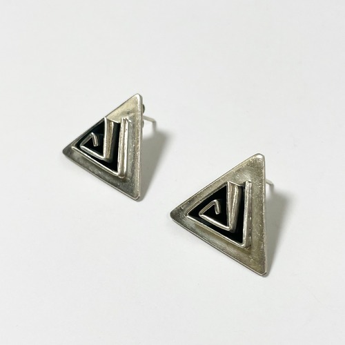 Vintage 925 Silver Modernist Pirced Earrings Made In Mexico