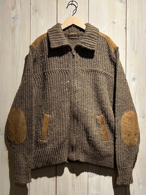 【a.k.a.C.a.k.a vintage】"TUNDRA" 70's Suede Leather Switching Design Vintage Knit Jacket